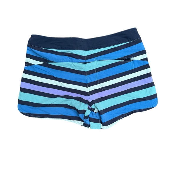 Patagonia Women’s Size 6 Striped Board Shorts Blue Purple Surf Swim Beach - Picture 6 of 11